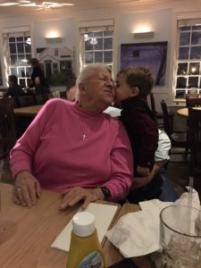 Giving grandma a kiss