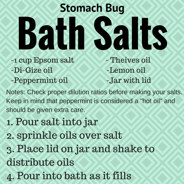 bath salts are a great way to battle the stomach bug with essential oils