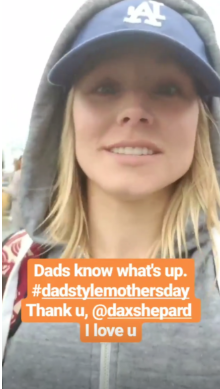 actress kristen bell touts the benfits of celebrating mother's day "dad style"