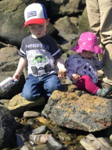 young children in tide pool