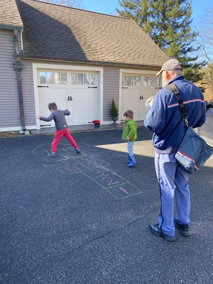 tic tac toe in the driveway with the mailman- Ideas for Homeschooling with Multiple Kids