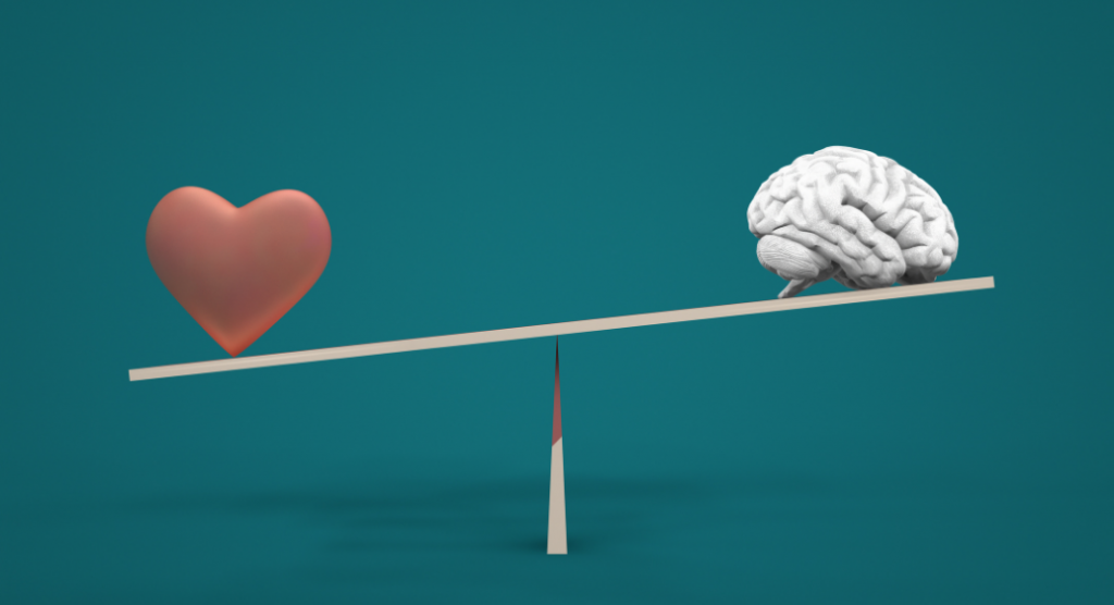 heart and brain on a seesaw - mental health or academic performance