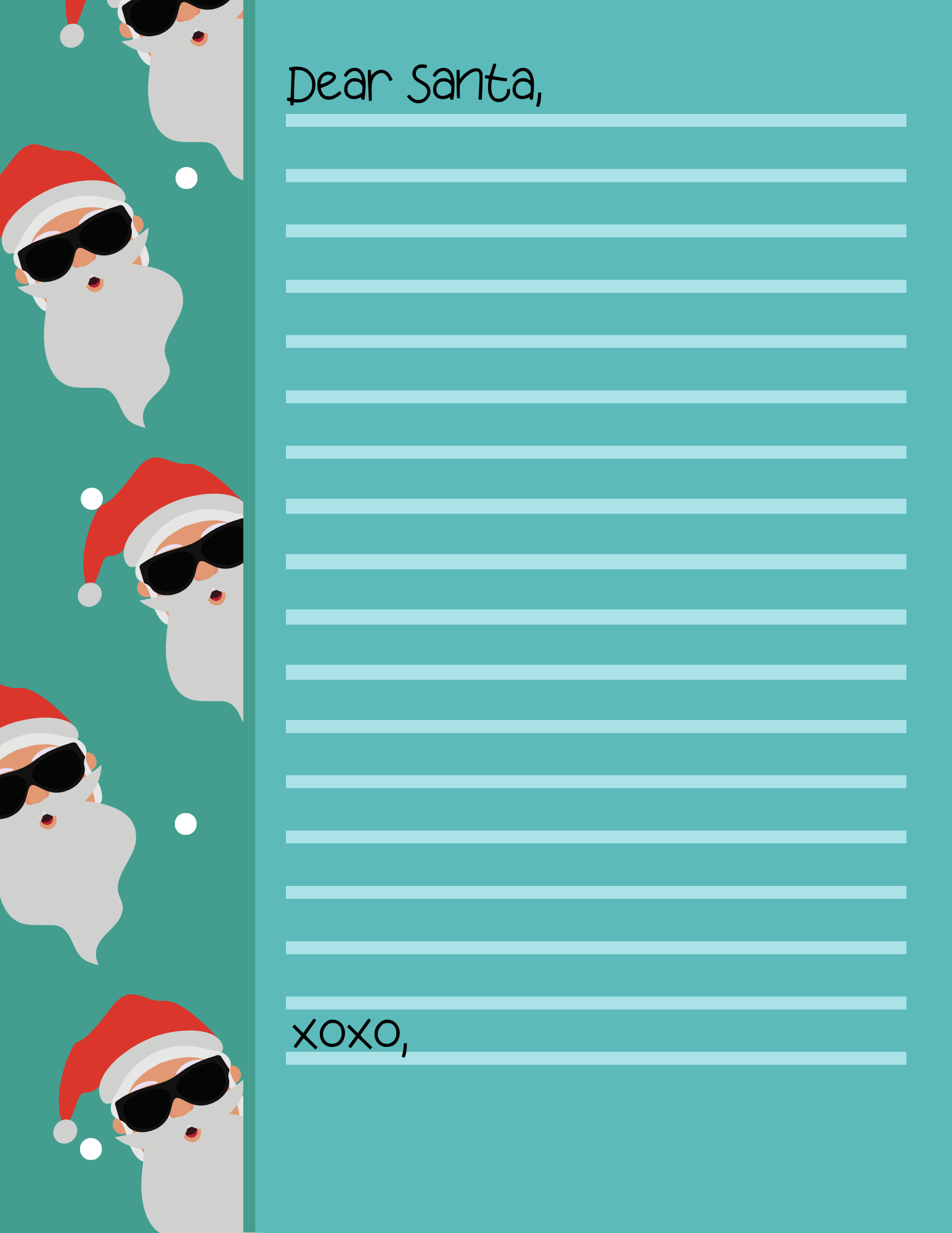 This printable featuring a sunglasses santa is as sassy as your little love