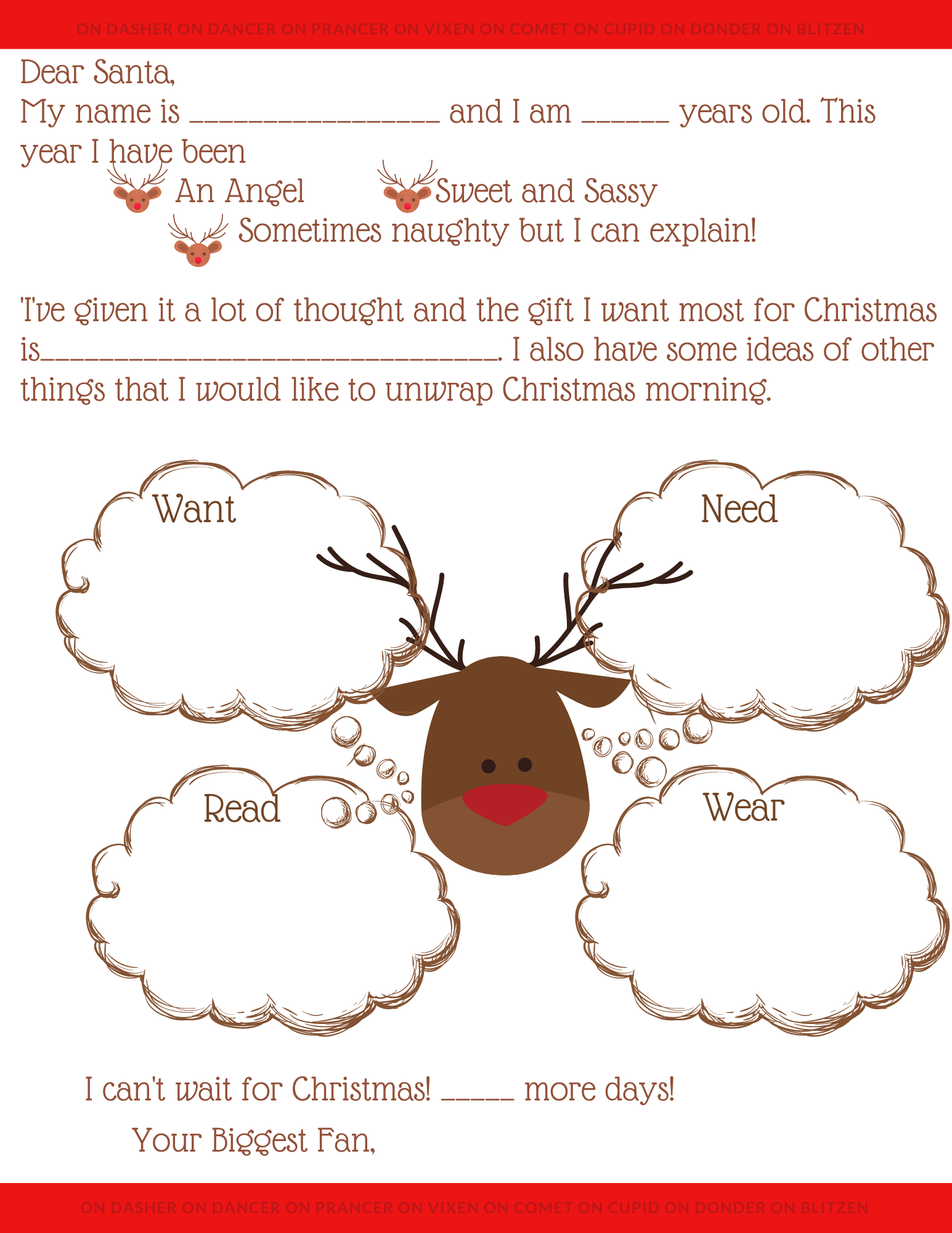 this reindeer santa letter is cute and functional