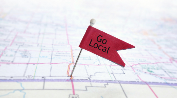 map background with small red flag that says "Go Local"