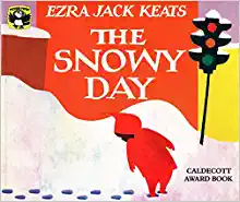 The Snowy Day book cover - child in snow looking at her footprints